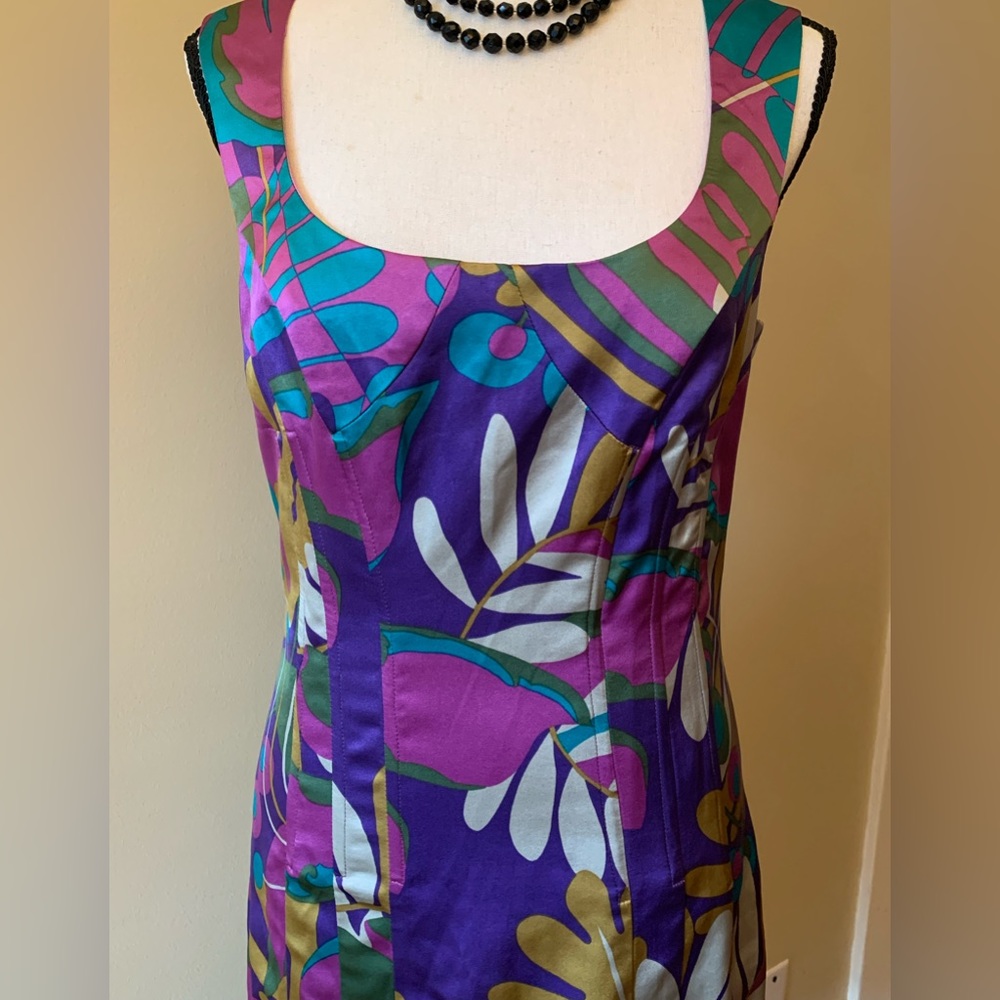 VTG GUESS BY MARCAINO  VINTAGE 90'S SILK MULTICOLOR DRESS SZ M/M